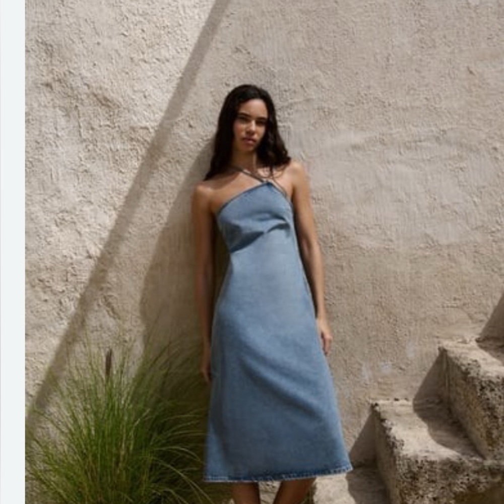 Zara asymmetrical Denim Dress